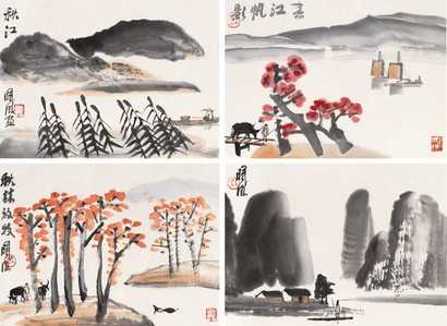 林曦明 春 夏 秋 冬（四幅） 镜心